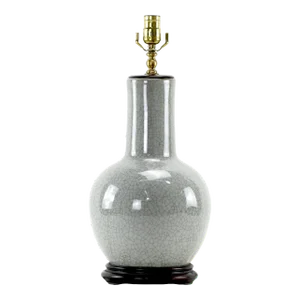 China 1980s Crackle Glaze Vase Table Lamp