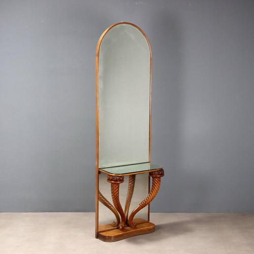 Oak Console Table with Mirror For Sale - Image 10 of 10
