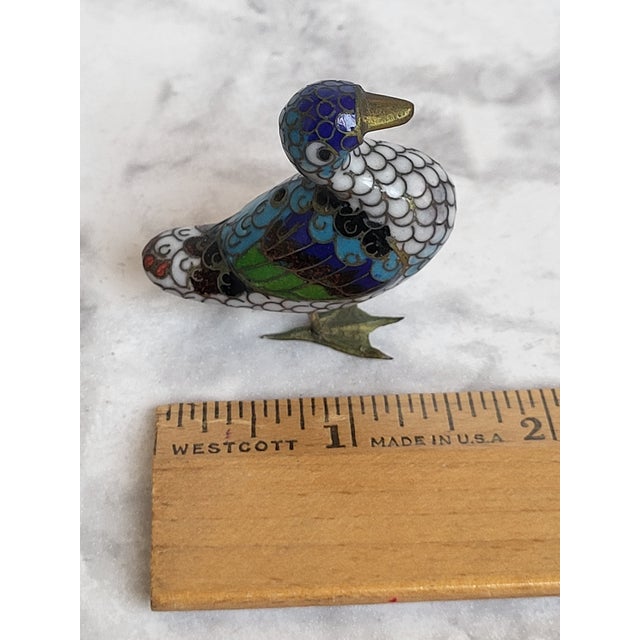 Brass Vintage Chinese Cloisonné Enameled Brass Duck For Sale - Image 8 of 8