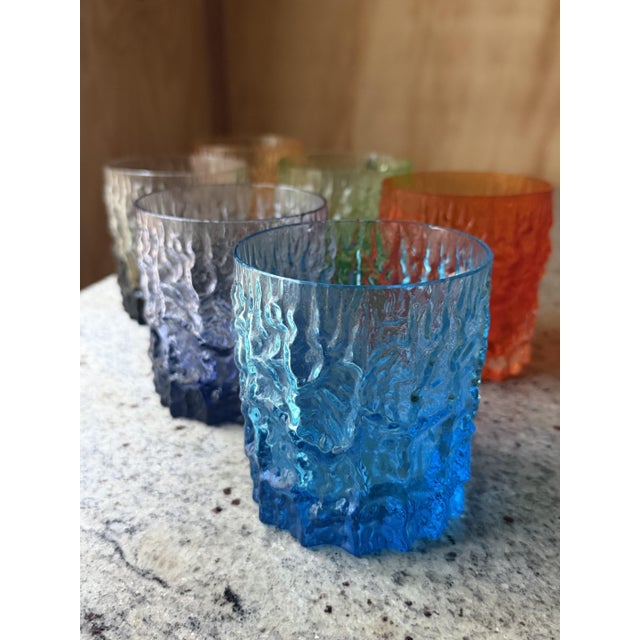 Italian Textured Bark Glasses in the style of Geoffrey Baxter, 1960s, Set of 6 For Sale - Image 11 of 18