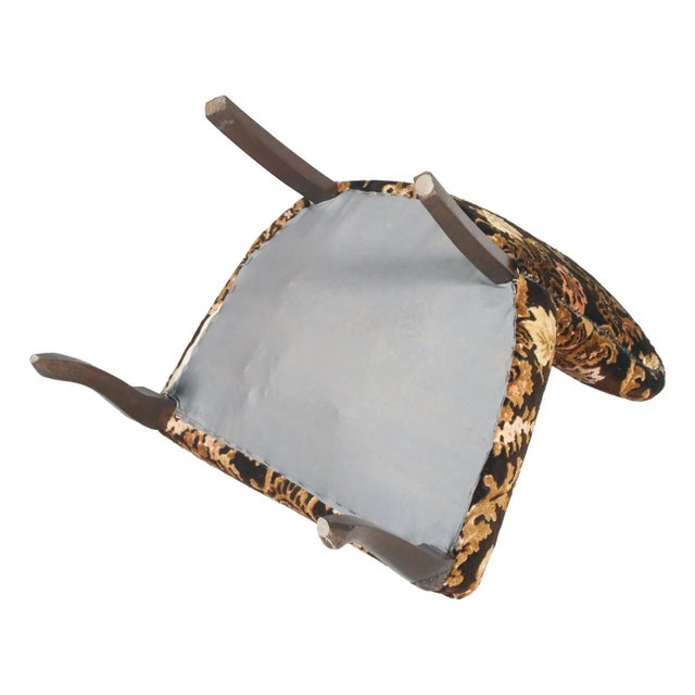 Antique Damask Velvet Armchairs and Ottoman Set, Set of 3 For Sale - Image 15 of 16