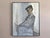 THE GENTLEMAN Size: 27.2 x 22 inches (including frame) Oil on canvas A contemplative and uniquely textured mid-century...