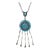 Vintage Zuni Mary & Lee Weebothee Morenci Turquoise Fringe Necklace Movable For Sale