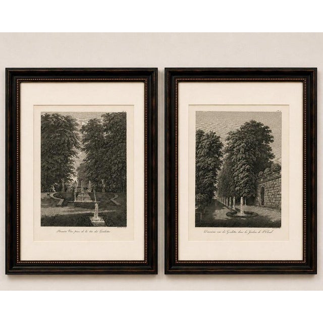 Title: Set of Two Saint-Cloud Garden Fountain Engravings by Baltard, Paris, 1803 : This elegant pair of original antique...