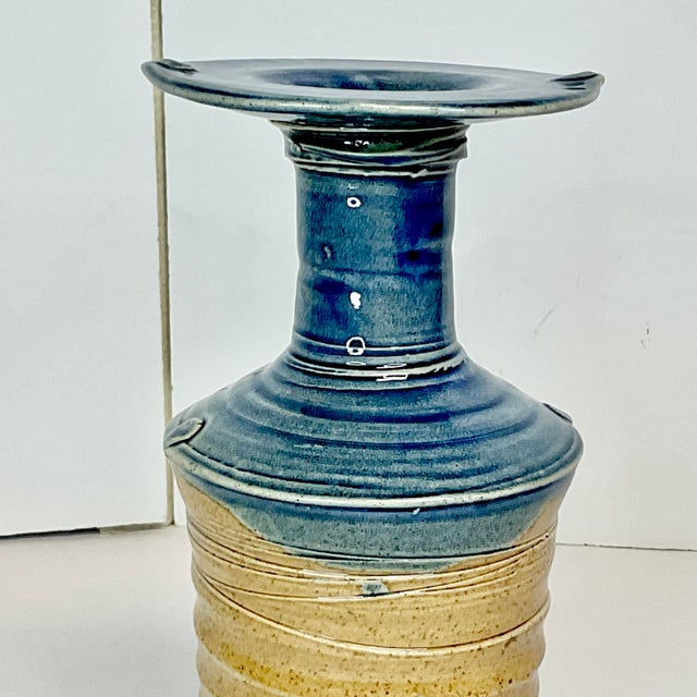 Mid 20th Century Mid-Century Boho Chic Americana Folk Art Hand-Thrown Pottery Studio Vase, Artist Signed For Sale - Image 5 of 11
