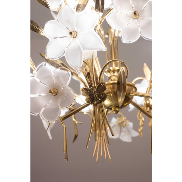Murano Style Chandelier White Flowers, 1970 For Sale - Image 6 of 12