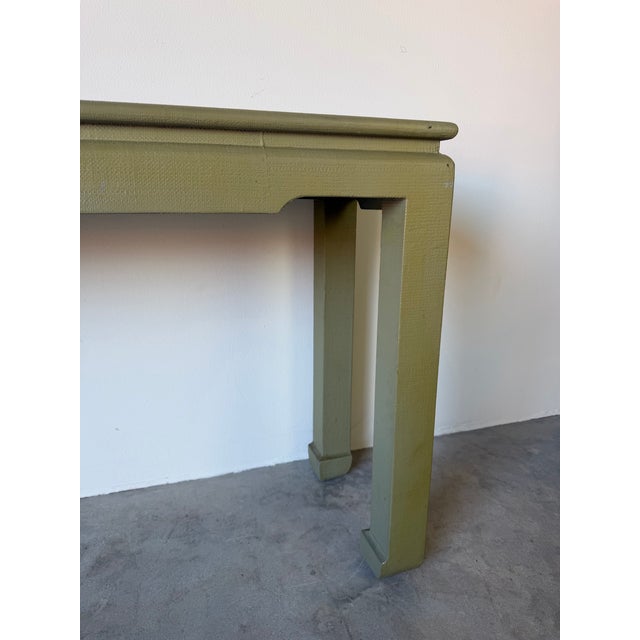 Wood Vintage 1970s Organic Modern Harrison Van Horn Style Lacquered Grasscloth Console Table For Sale - Image 7 of 12