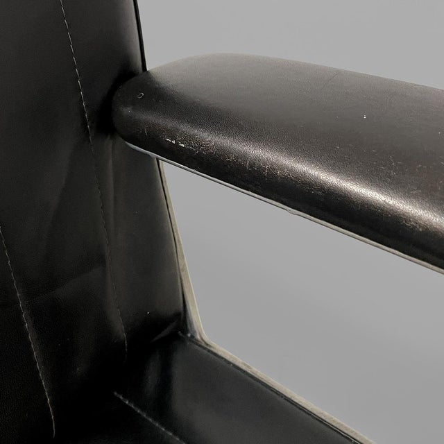 Italian Modern Leather and Metal Armchair by Osvaldo Borsani for Tecno, 1970s For Sale - Image 14 of 18