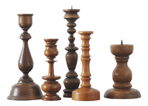 Scandinavian Wooden Candleholders, Set of 5