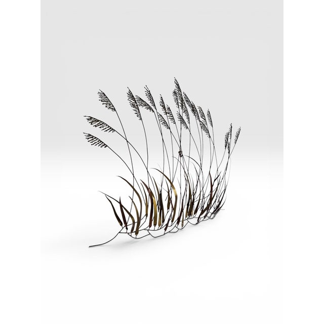 Copper Vintage Mid-Century Modern Brass & Copper Cattail Wall Sculpture in the Style of Curtis Jeré For Sale - Image 8 of 8