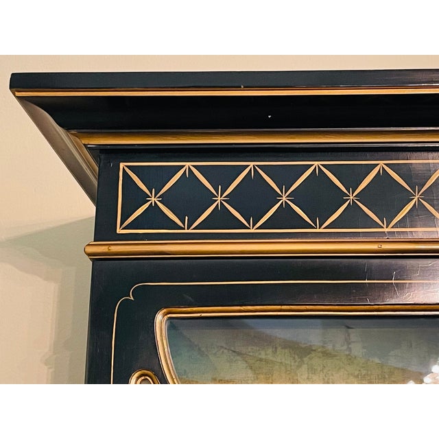 Vintage Karges Chinoiserie Style Bubble Glass Secretary Breakfront For Sale - Image 12 of 17