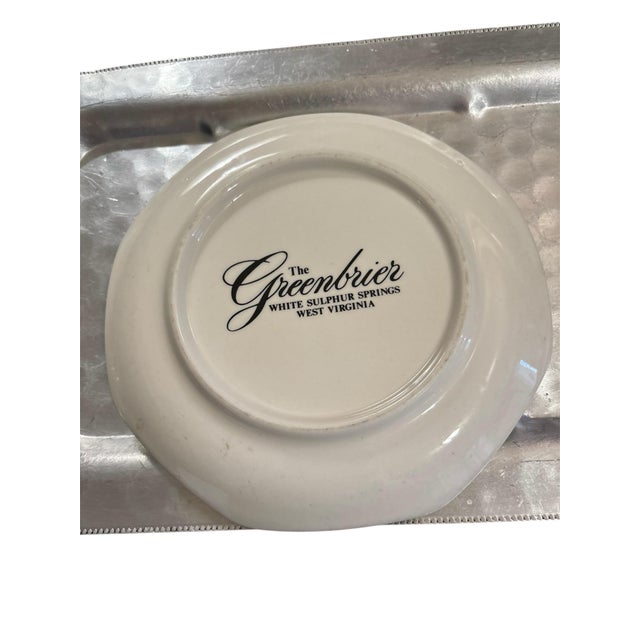 1970s The Greenbrier Green Floral Plate For Sale - Image 9 of 12