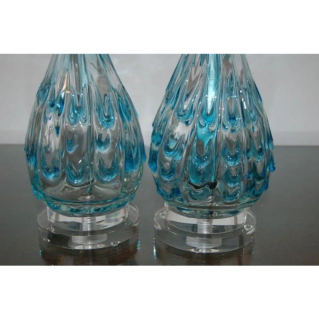 Vintage Murano Glass Lamps Blue For Sale In Little Rock - Image 6 of 9