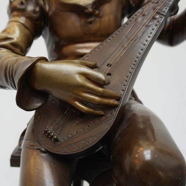 Oysel, Le Troubadour Sculpture, Late 19th Century, Bronze For Sale - Image 13 of 15