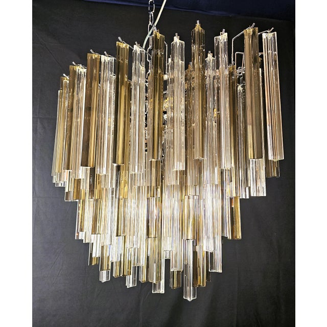 Vintage Murano Glass Trihedral Prisms Chandelier in the style of Venini, Italy, 2010s For Sale - Image 9 of 12