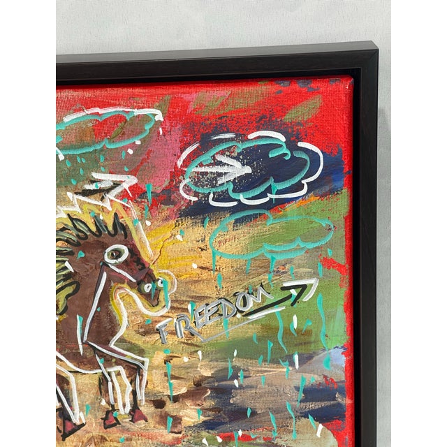 Textile “Freedom” Basquiat-Style Neo-Expressionist Horse Painting, Original Art by Rebecca Williams For Sale - Image 7 of 10