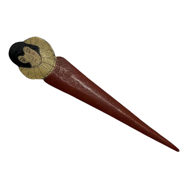 Art Deco Pierrot Flapper Hand Painted Celluloid Letter Opener Bookmark For Sale