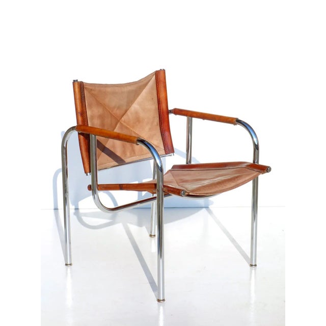 Leather and tubular steel Adjustable-back This piece has an attribution mark, I am sure that it is completely authentic...