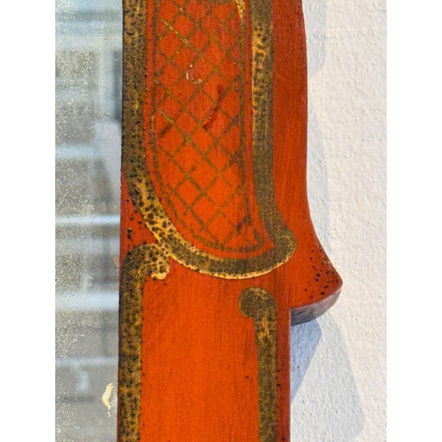 Red Red Chinoiserie Mirror With Painted Pagoda Crest For Sale - Image 8 of 8