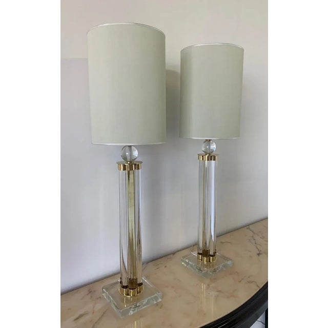 Murano Glass and Brass Table Lamps, Set of 2 For Sale - Image 3 of 8