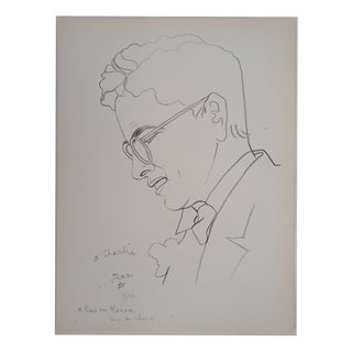 Jean Cocteau, Portrait of Charlie Chaplin, Lithograph For Sale