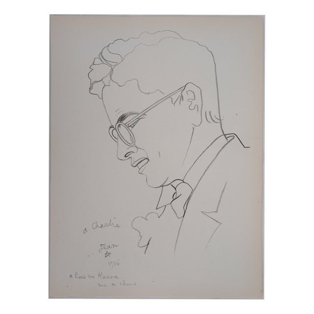 Jean Cocteau, Portrait of Charlie Chaplin, Lithograph For Sale