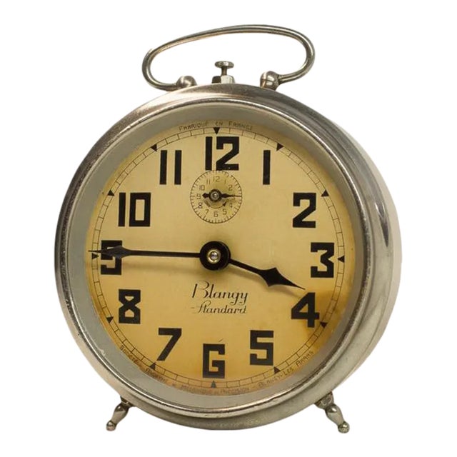 1932 Vintage Blangy French Wind-Up Alarm Clock For Sale