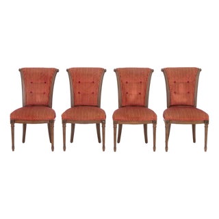 Louis XVI Style Upholstered Dining Chairs, 4 For Sale