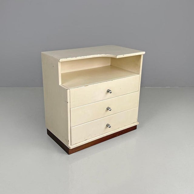 Modern Italian White Wooden Bedside Table with Shaped Top, 1980s For Sale - Image 4 of 18