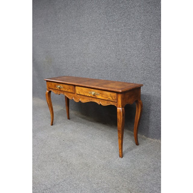 Late 20th Century Henredon Oak Console Table With Drawers For Sale - Image 5 of 14