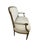 A classic 19th-century Louis XVI giltwood canape or settee upholstered in a cream-on-cream embroidered crewel type fabric....