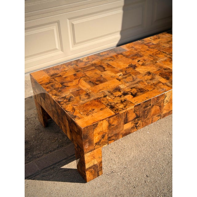 2020s Dramatic Thick Sculptural Made Goods “Giulio” Tamarind Patchwork Burl Coffee Table Statement Piece For Sale - Image 5 of 12