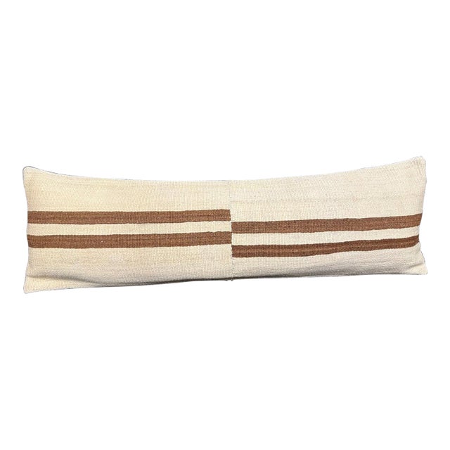 Turkish Hemp Pillow Cushion Natural Beige Brown Cushion Cover 14"x45" For Sale
