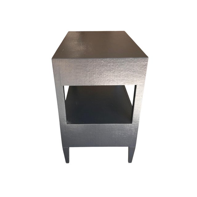 Made Goods Made Goods Conrad Nightstand in Black Faux Raffia With Brass Pulls For Sale - Image 4 of 7