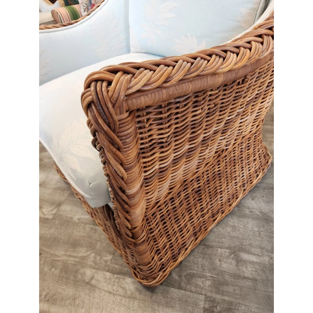 Wood Late 20th Century Michael Taylor Style Wicker Rattan Armchair For Sale - Image 7 of 17