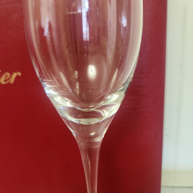French Cartier Champagne Flute Pair in Presentation Box For Sale - Image 3 of 9