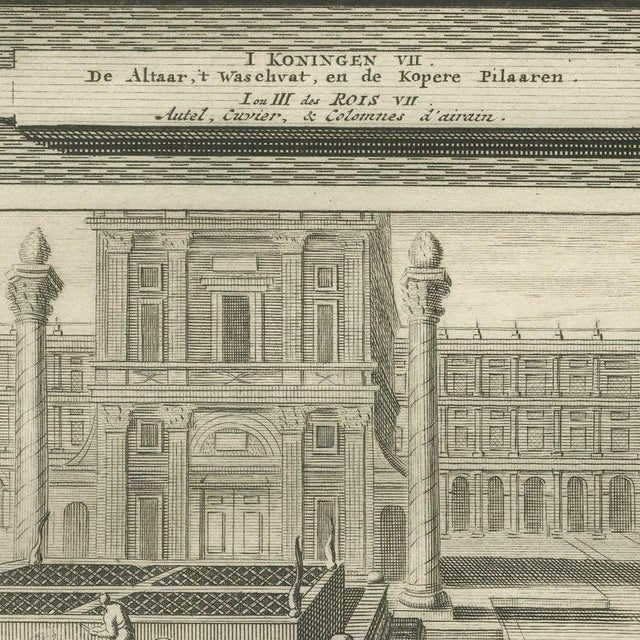 Pieter Mortier, Bronze Pillars and the Molten Sea of Solomon's Temple, 1700, Engraving For Sale - Image 6 of 12
