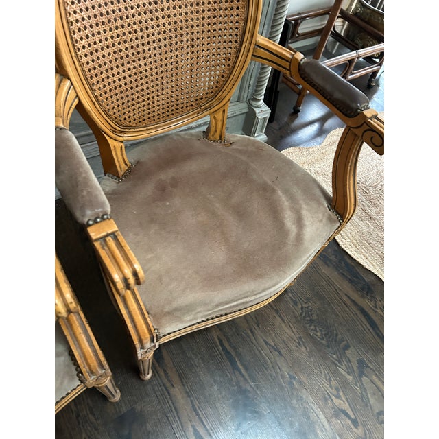 Pair Fratelli Boffi Italy ~ Louis XVI Cane Back Arm Chairs For Sale In Kansas City - Image 6 of 11
