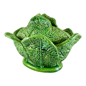 Rustic Portuguese Majolica Cabbage Leaf Tureen, Circa 1930s