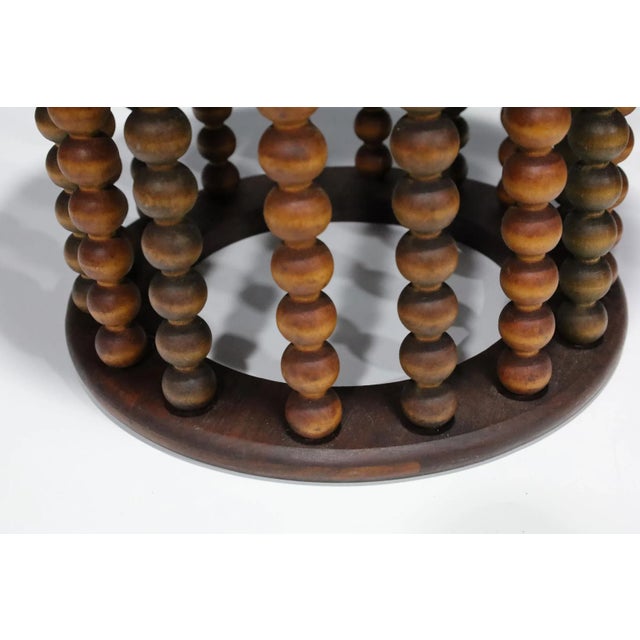 Mid 20th Century Arthur Umanoff Style Beaded Wood Stools With New Upholstery For Sale - Image 5 of 8