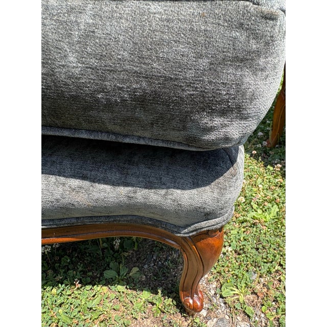 Mid 20th Century Classic French Carved Walnut Bergere Club Chairs For Sale - Image 4 of 11