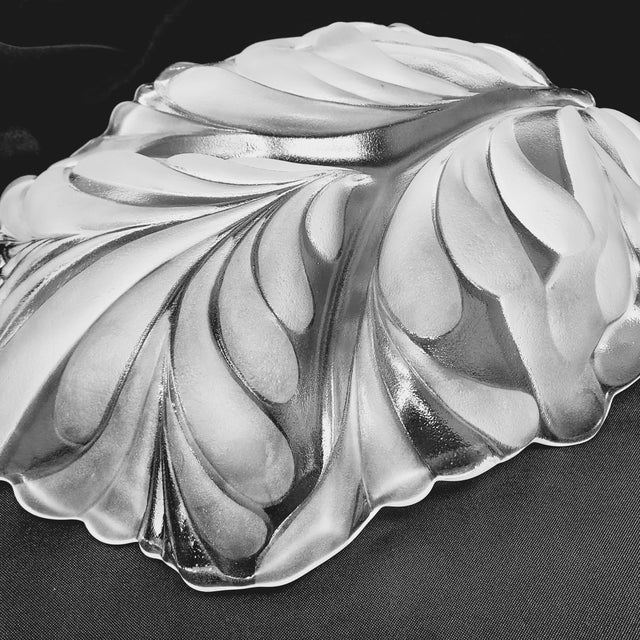 Bohemian Glass Platter Walther-Glas Germany 1970s Acanthus Leaf MCM Collectible 16" X 12" For Sale - Image 9 of 9