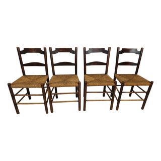Rustic Straw Chairs, Set of 4 For Sale