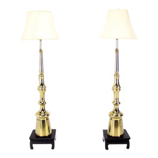 Large Mid-Century Modern Metal Finial-Shape Floor Lamps on Stands - a Pair For Sale