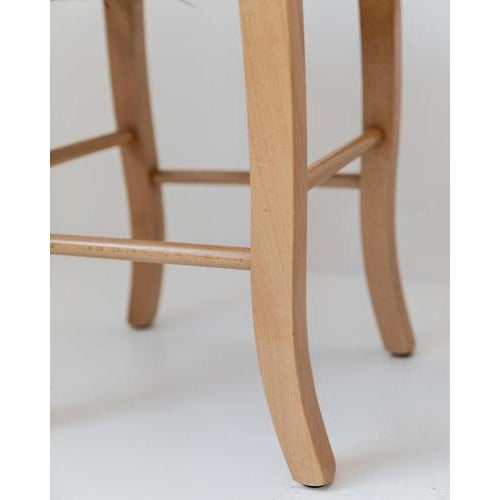 Wood Vintage Wooden Stools with Handwoven Straw Seats and Curved Legs, 1980s, Set of 2 For Sale - Image 7 of 11