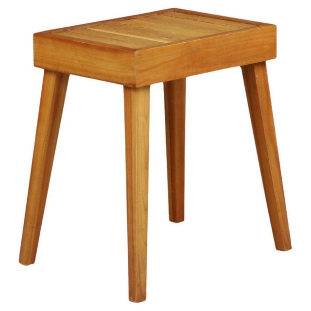 Mid-Century Modern Slatted Elmwood Stool, France, 1960 For Sale - Image 12 of 12