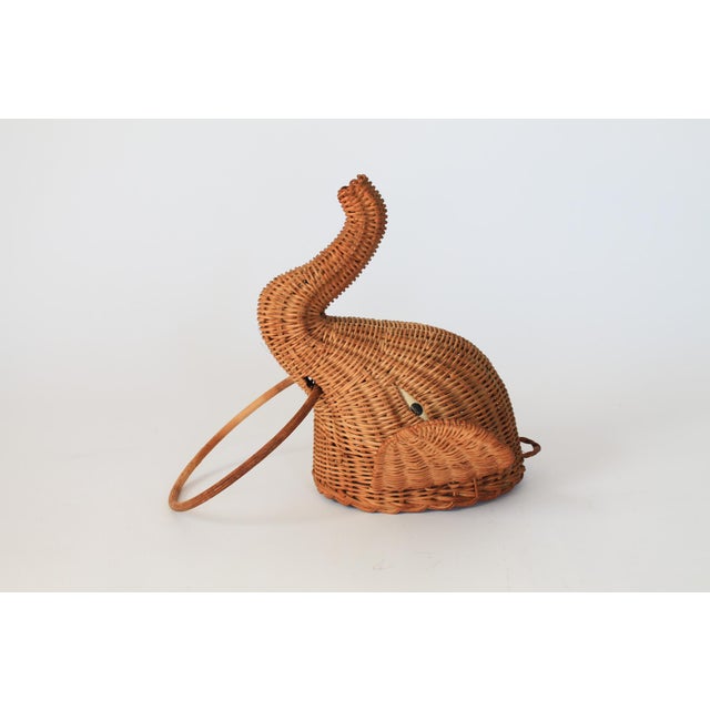 Mid 20th Century Vintage Wicker Elephant Head Towel or Scarf Holder For Sale - Image 5 of 10