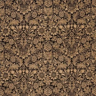 Morris & Co Sunflower Velvet Fabric in Maple/Lichen For Sale