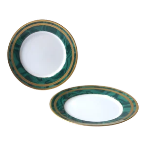 Christian Dior Malachite Porcelain Plates, Pair