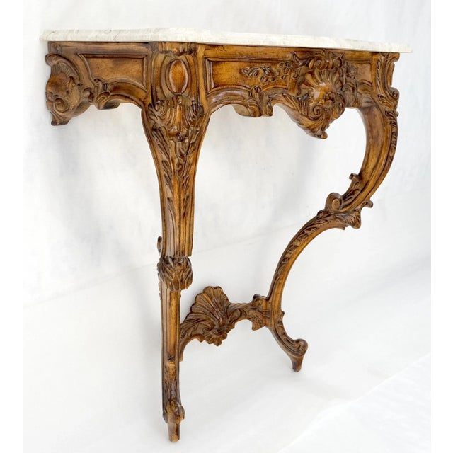 Very Fine Carved Beige Marble Top Italian Console Hall Table For Sale - Image 6 of 8